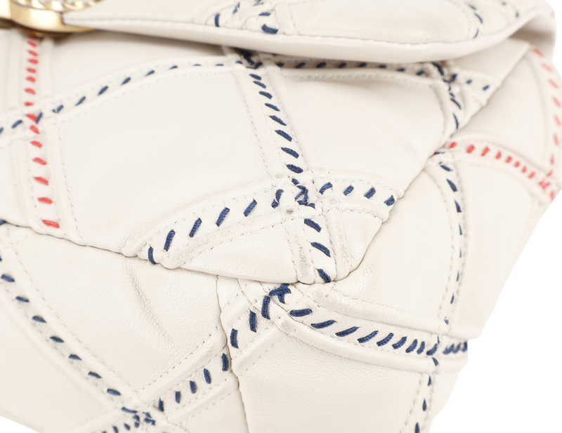 CHANEL 19 MIXED FIBER MEDIUM (3115xxxx) CREAM LAMSBKIN LEATHER GOLD HARDWARE WITH CARD AND DUST COVER