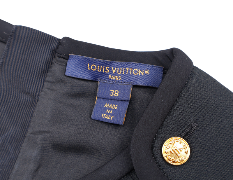 LOUIS VUITTON BLACK VEST WITH GOLD LV BOTTONS AND BACK ZIP SIZE 38