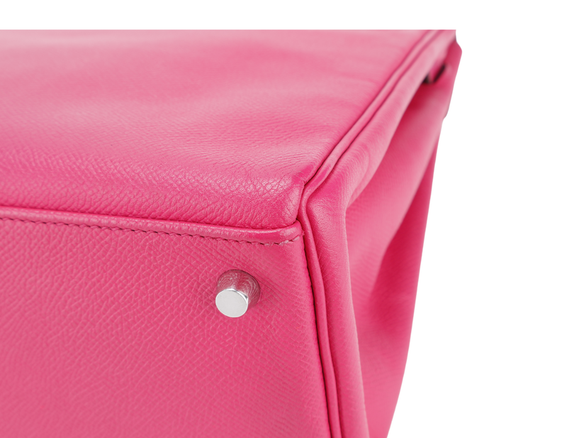 HERMES KELLY 35 VERSO ROSE TYRIEN x ROUGE H INTERIOR EPSOM LEATHER SILVER HARDWARE STAMP N (YEAR 2010) WITH STRAPS, KEY&LOCK, RAINCOAT, ORGANISER AND BOX (NO DUST COVER)