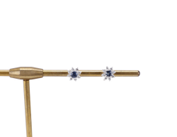EARRINGS 18K YG PAIR STUDS BLUE SAPPHIRE 1.9G