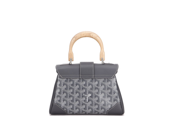 goyard rouette handbag grey canvas grey leather, with dust cover