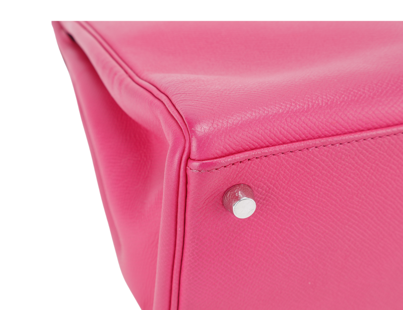 HERMES KELLY 35 VERSO ROSE TYRIEN x ROUGE H INTERIOR EPSOM LEATHER SILVER HARDWARE STAMP N (YEAR 2010) WITH STRAPS, KEY&LOCK, RAINCOAT, ORGANISER AND BOX (NO DUST COVER)