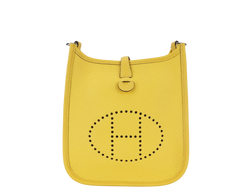 HERMES MINI EVELYNE TPM JAUNE NAPLES CLEMENCE SILVER HARDWARE STAMP D (2019) WITH STRAPS AND DUST COVER