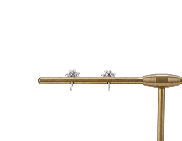 EARRINGS 18K YG PAIR STUDS BLUE SAPPHIRE 1.9G