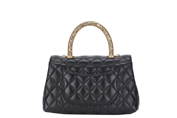 CHANEL COCO HANDLE BAG 19 LAMBSKIN GOLD HARDWARE (A95Lxxxx) WITH STRAP, DUST COVER AND BOX