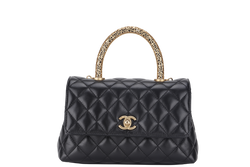 CHANEL COCO HANDLE BAG 19 LAMBSKIN GOLD HARDWARE (A95Lxxxx) WITH STRAP, DUST COVER AND BOX