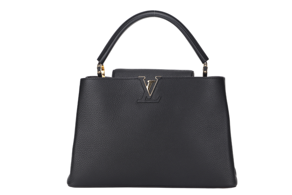 LOUIS VUITTON CAPUCINES MM NOIR CALF LEATHER GOLD HARDWARE WITH DUST COVER