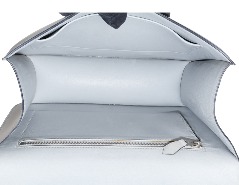HERMES CONSTANCE 25 GRIS PERLE SWIFT LEATHER BRUSHED SILVER HARDWARE STAMP O (YEAR 2011) WITH DUST COVER AND BOX