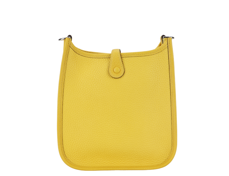 HERMES MINI EVELYNE TPM JAUNE NAPLES CLEMENCE SILVER HARDWARE STAMP D (2019) WITH STRAPS AND DUST COVER