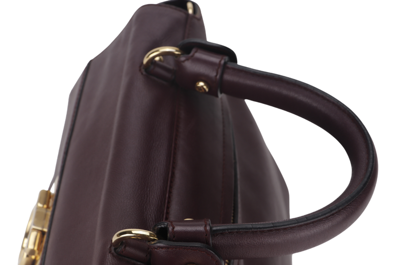 SALVATORE FERRAGAMO GANCINI SHOULDER BAG DARK PURPLE CALF LEATHER BW-21-A896 WITH DUST COVER