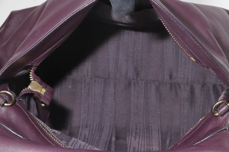 SALVATORE FERRAGAMO GANCINI SHOULDER BAG DARK PURPLE CALF LEATHER BW-21-A896 WITH DUST COVER