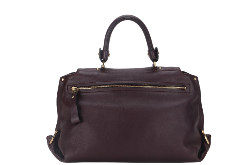 SALVATORE FERRAGAMO GANCINI SHOULDER BAG DARK PURPLE CALF LEATHER BW-21-A896 WITH DUST COVER