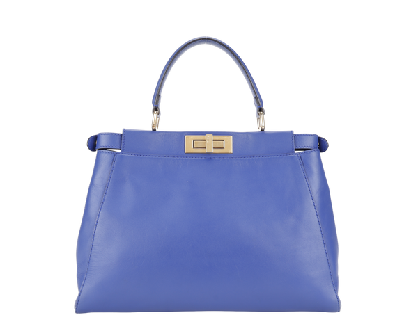 FENDI PEAKABOO BLUE LEATHER GOLD HARDWARE WITH STRAP NO DUST COVER