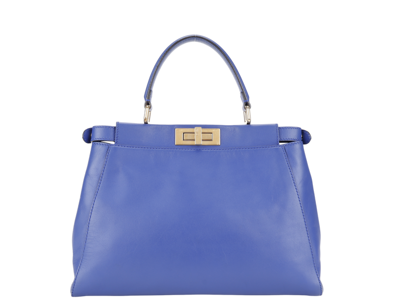 FENDI PEAKABOO BLUE LEATHER GOLD HARDWARE WITH STRAP NO DUST COVER