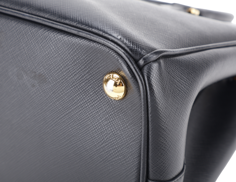 PRADA BLACK GALLERIA SMALL SAFFIANO LEATHER GOLD HARDWARE WITH STRAPS NO DUST COVER