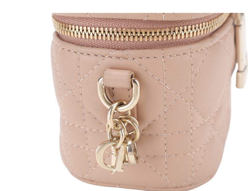CHRISTIAN DIOR VANITY CASE MICRO SOFT PINK GOLD HARDWARE WITH DUST COVER