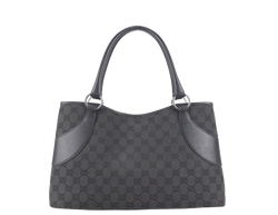 GUCCI BLACK CANVAS TOTE BAG SILVER HARDWARE NO DUST COVER