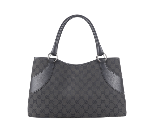 GUCCI BLACK CANVAS TOTE BAG SILVER HARDWARE NO DUST COVER
