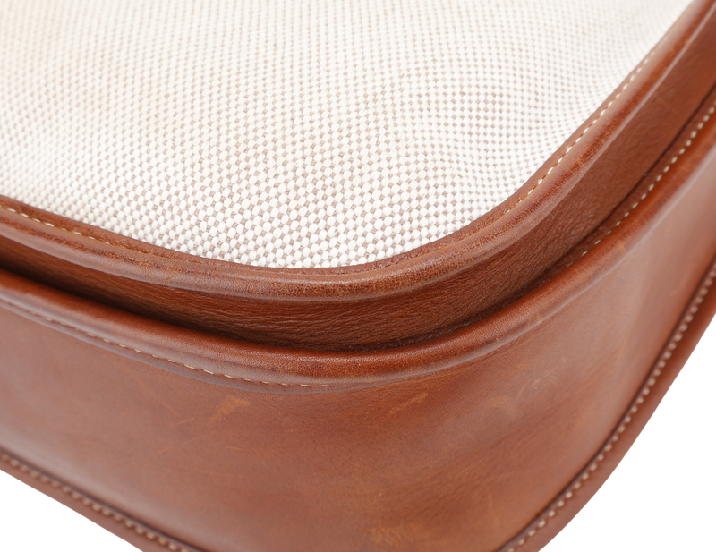 HERMES EVELYN PM STAMP SQUARE K (YEAR 2007) TOILE x BARENIA LEATHER WITH STRAP AND DUST COVER