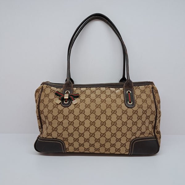GUCCI 177052 203419 GG MEDIUM BROWN CANVAS TOTE BAG GHW, WDC