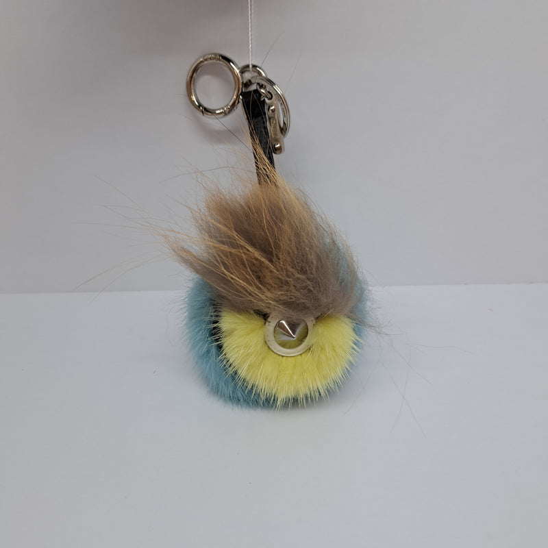 FENDI SINGLE EYE LIGHT BLUE YELLOW BAG CHARM NO BOX