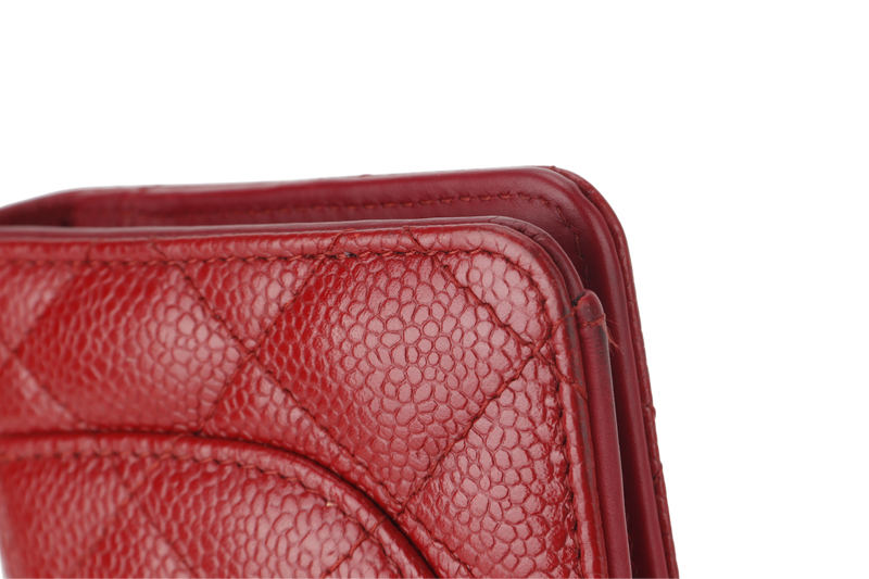 CHANEL WALLET QUILTED YEN BURGUNDY RED (2125xxxx) SILVER HARDWARE WITH CARD