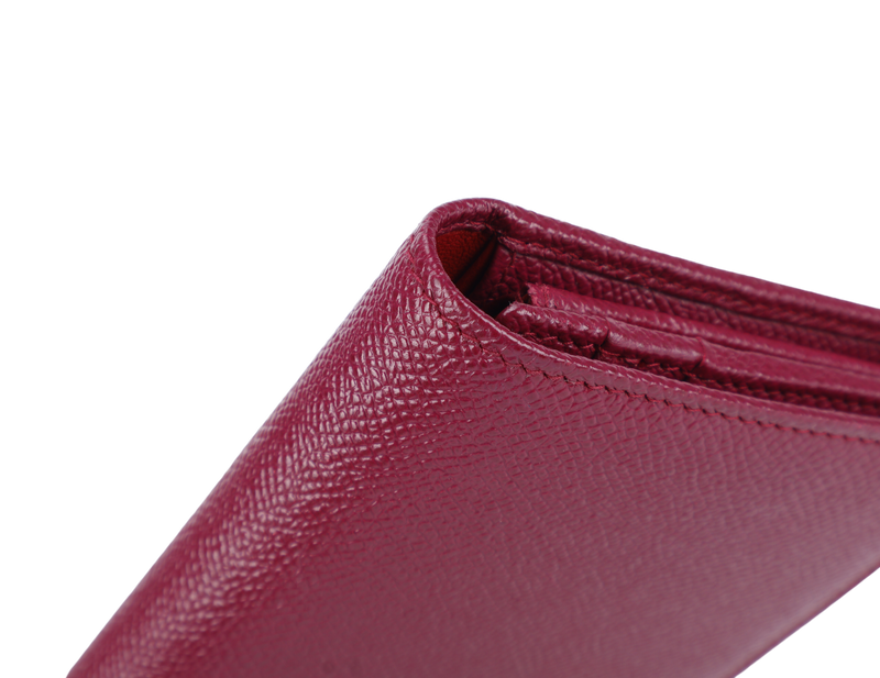 BVLGARI BVLGARI LOGO CLIP LONG WALLET BURGUNDY COLOR WITH BOX