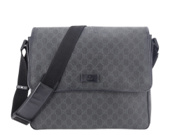 GUCCI BLACK GG SUPREME CANVAS MESSENGER BAG SILVER HARDWARE NO DUST COVER