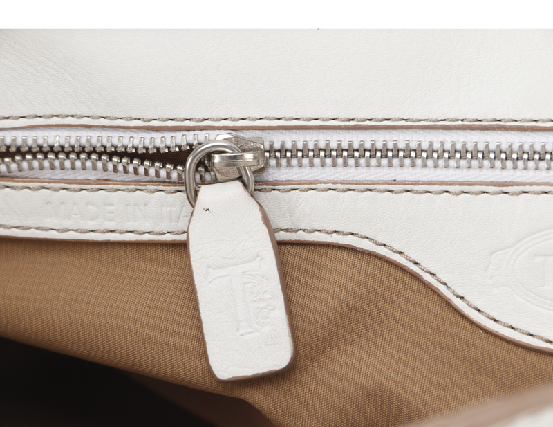 TOD'S CREAM WHITE LAMBSKIN SHOULDER TOTE BAG WITH DUST COVER