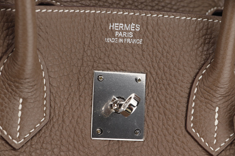 hermes birkin 35 (stamp square q) etoupe togo leather palladium