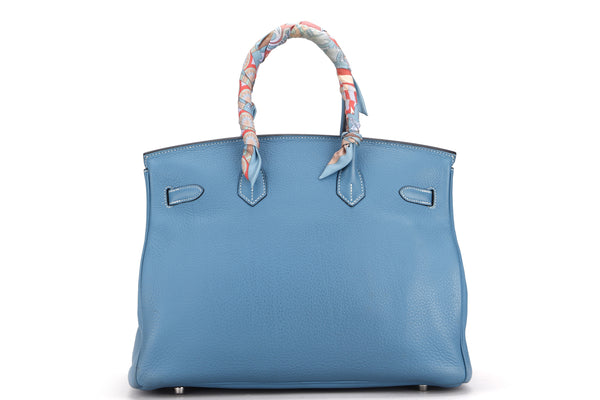 Hermes Birkin 30cm 35cm Bag In Blue Lin Clemence Leather