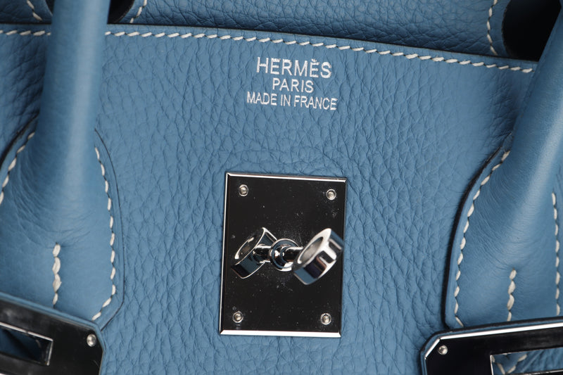 Hermes Birkin 30cm Blue Jean Togo Gold Hardware