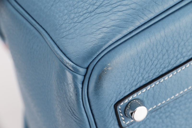 Hermes 30cm Blue Jean Togo Leather & Denim Birkin Bag with