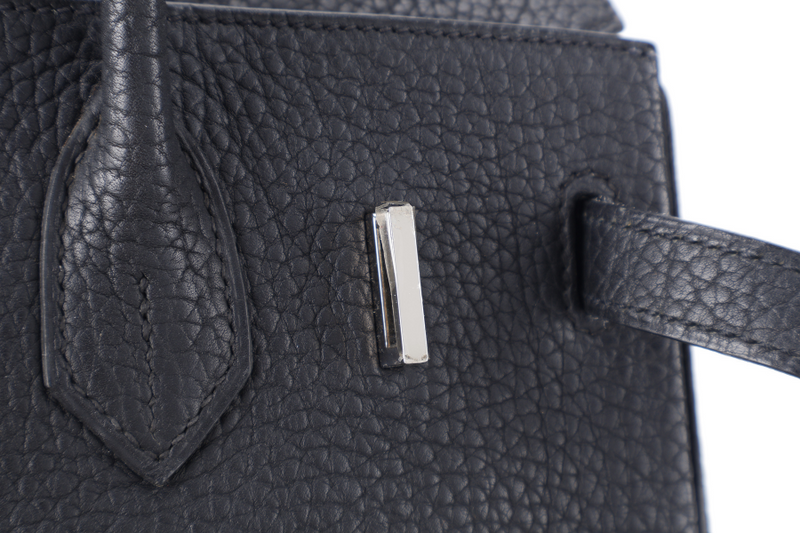 HERMES BIRKIN 30 BLACK FJORD SILVER HARDWARE STAMP J (2006) WITH LOCK, KEYS, AND DUST COVER