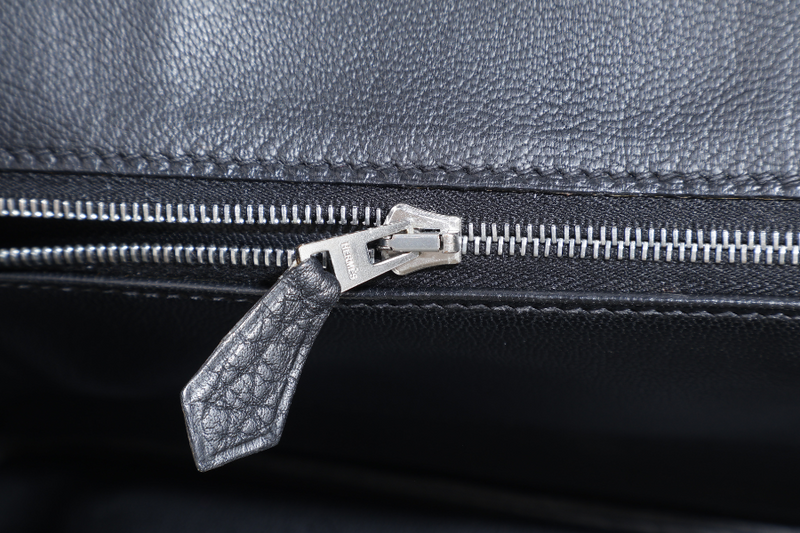 HERMES BIRKIN 30 BLACK FJORD SILVER HARDWARE STAMP J (2006) WITH LOCK, KEYS, AND DUST COVER