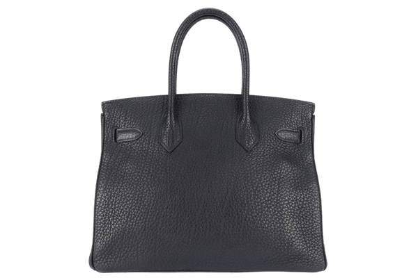 HERMES BIRKIN 30 BLACK FJORD SILVER HARDWARE STAMP J (2006) WITH LOCK, KEYS, AND DUST COVER