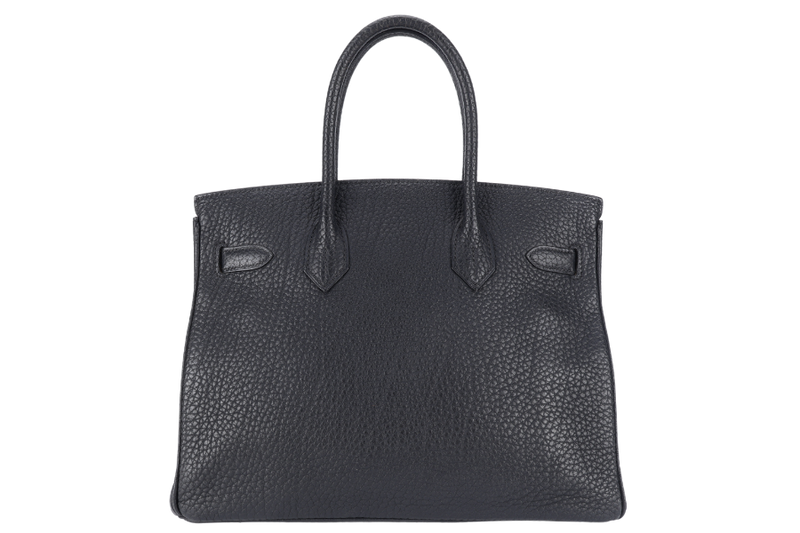 HERMES BIRKIN 30 BLACK FJORD SILVER HARDWARE STAMP J (2006) WITH LOCK, KEYS, AND DUST COVER