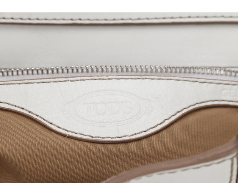 TOD'S CREAM WHITE LAMBSKIN SHOULDER TOTE BAG WITH DUST COVER