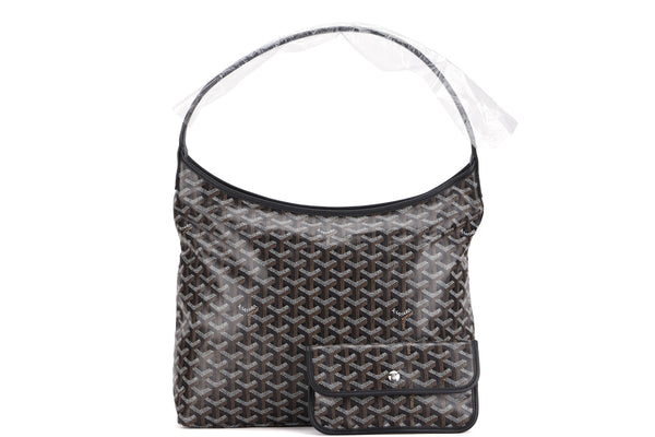 goyard plumet pouch wallet grey canvas grey leather, with strap & dust cover