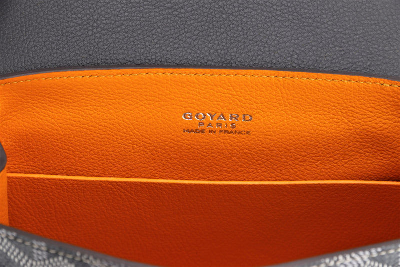 goyard saigon mini grey canvas & grey leather, with strap, dust cover & box