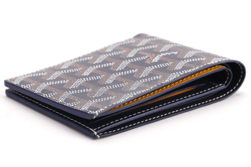 GOYARD VICTOIRE WALLET (APMVICTOIRE BCC-12) NAVY CANVAS & NAVY LEATHER, WITH BOX
