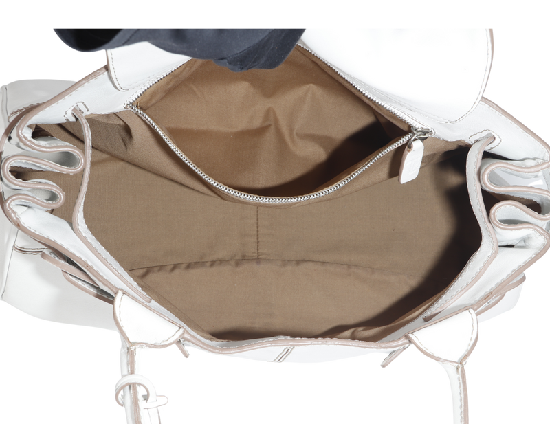 TOD'S CREAM WHITE LAMBSKIN SHOULDER TOTE BAG WITH DUST COVER
