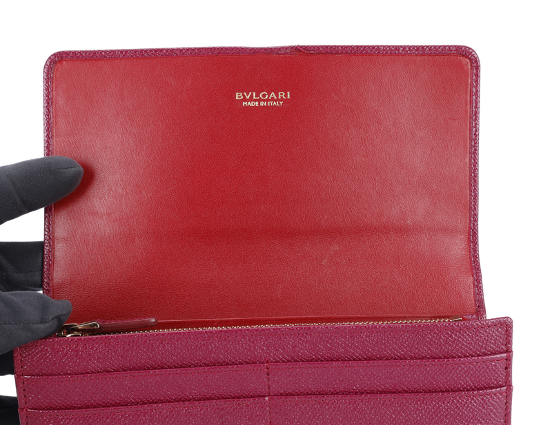 BVLGARI BVLGARI LOGO CLIP LONG WALLET BURGUNDY COLOR WITH BOX