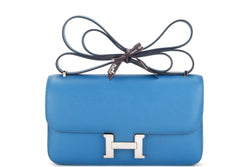 HERMES CONSTANCE ELAN (STAMP R) BLUE IZMIR EPSOM LEATHER SILVER HARDWARE, WITH DUST COVER & BOX