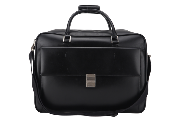 MONTBLANC MEISTERSTUCK SUITCASE LARGE BLACK LEATHER SILVER HARDWARE