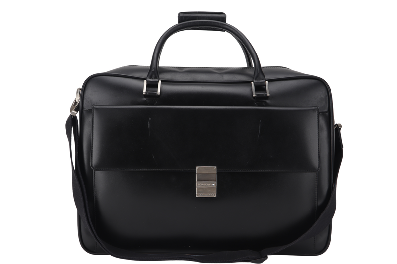 MONTBLANC MEISTERSTUCK SUITCASE LARGE BLACK LEATHER SILVER HARDWARE