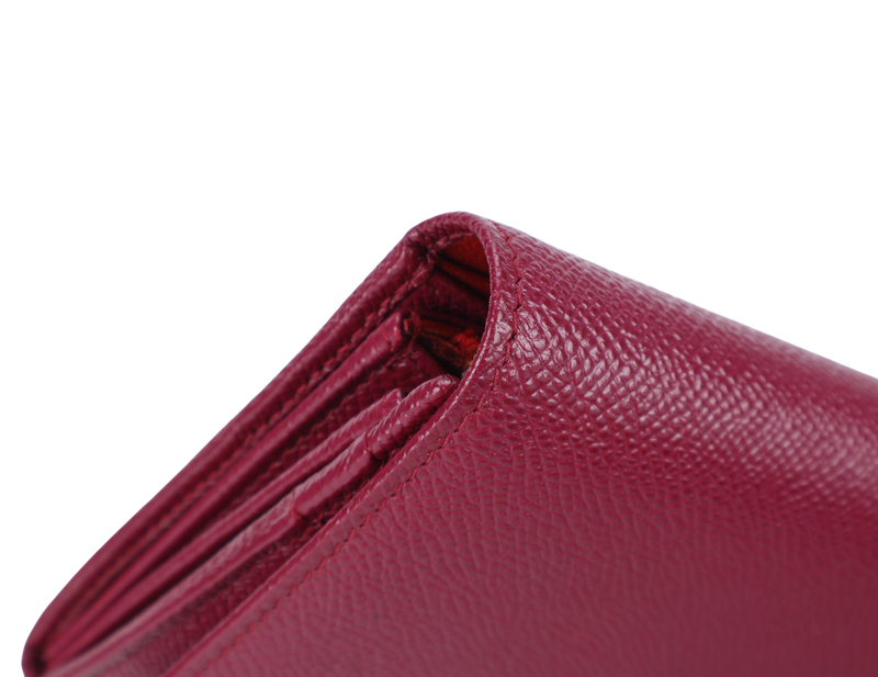 BVLGARI BVLGARI LOGO CLIP LONG WALLET BURGUNDY COLOR WITH BOX