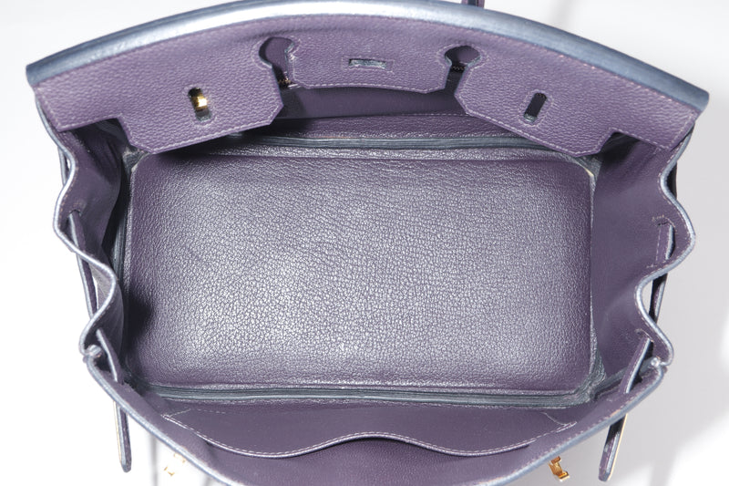 HERMES BIRKIN 25 (STAMP D) RAISIN COLOR TOGO LEATHER GOLD HARDWARE, WITH KEYS, LOCK, RAINCOAT & DUST COVER