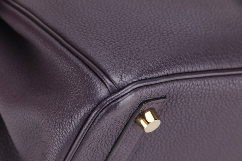 hermes birkin 25cm (stamp u) etain color togo leather, gold