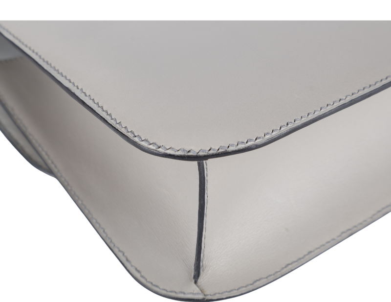 HERMES CONSTANCE 25 GRIS PERLE SWIFT LEATHER BRUSHED SILVER HARDWARE STAMP O (YEAR 2011) WITH DUST COVER AND BOX